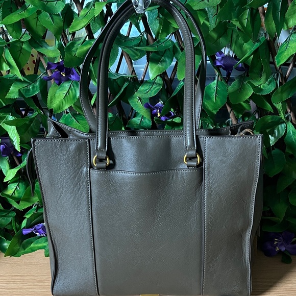 Rebecca Mincoff Dark Gray Leather Tote Bag - Picture 1 of 10